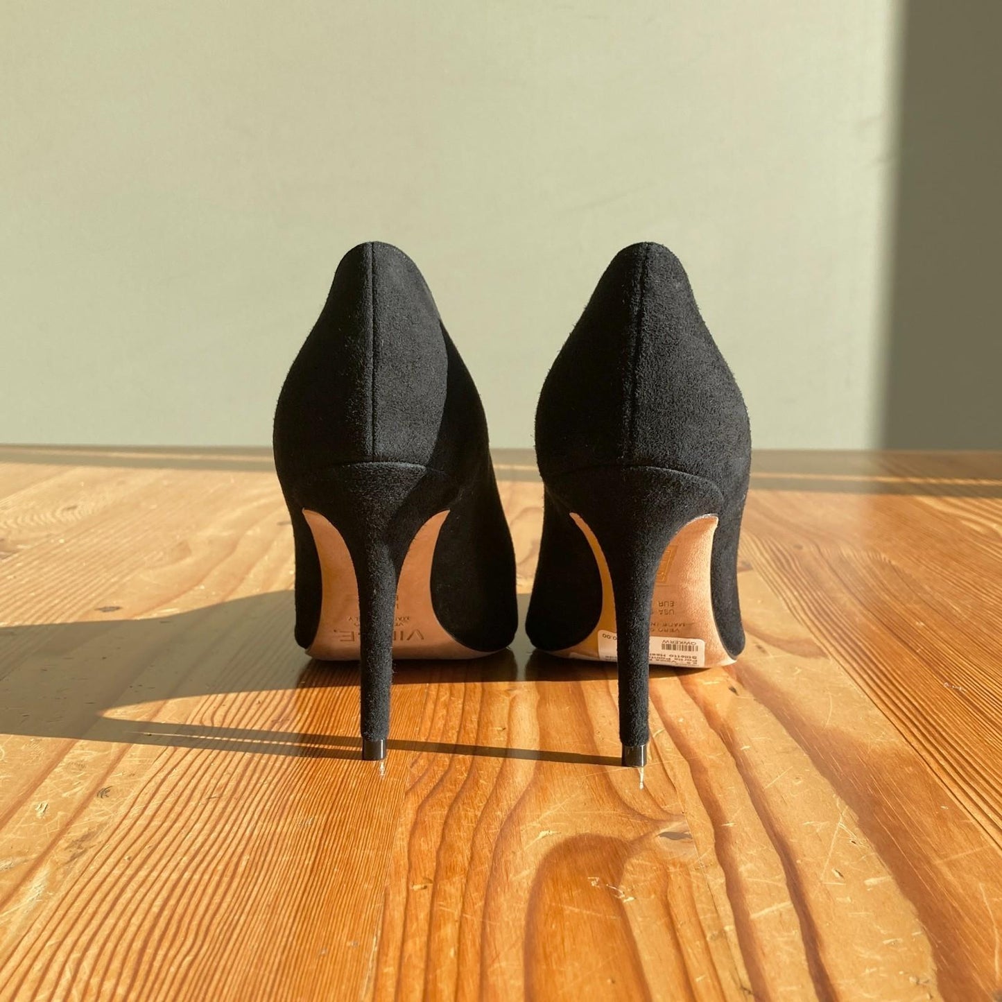 6.5 - Vince Black Suede Portia Pointed Toe Stiletto Heels Shoes NEW 0802DZ