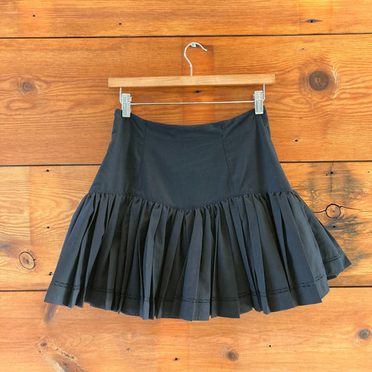 2 - Snidel $150 Black Ruched Pleated Hem Layered Mini Skirt NEW 0816TB