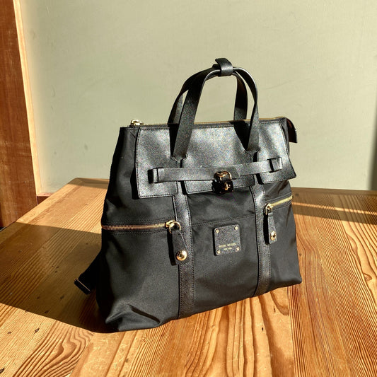 Henri Bendel Black Nylon Jetsetter Convertible Backpack Crossbody Purse 0802DZ
