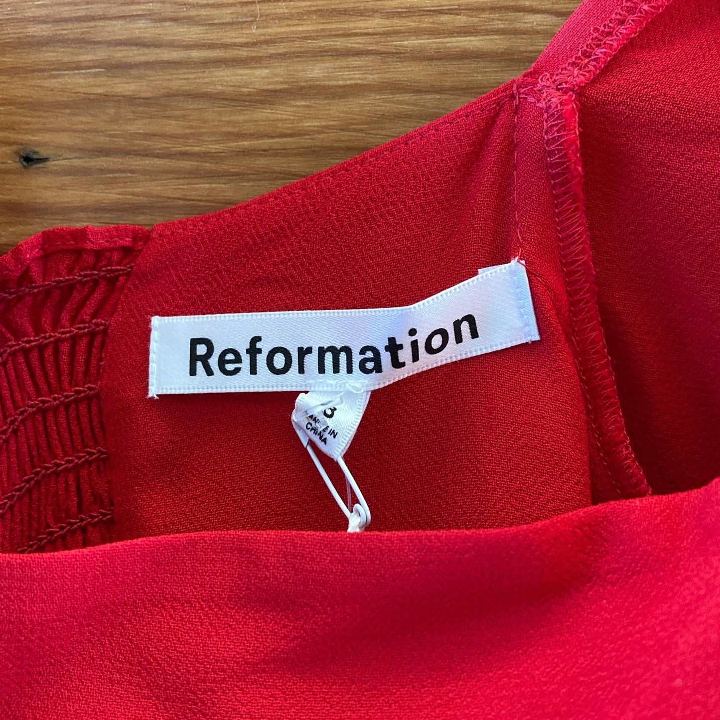 8 - Reformation Red Sheer Sleeve Wide Neck Silves Tie Waist Dress NEW 0802DZ