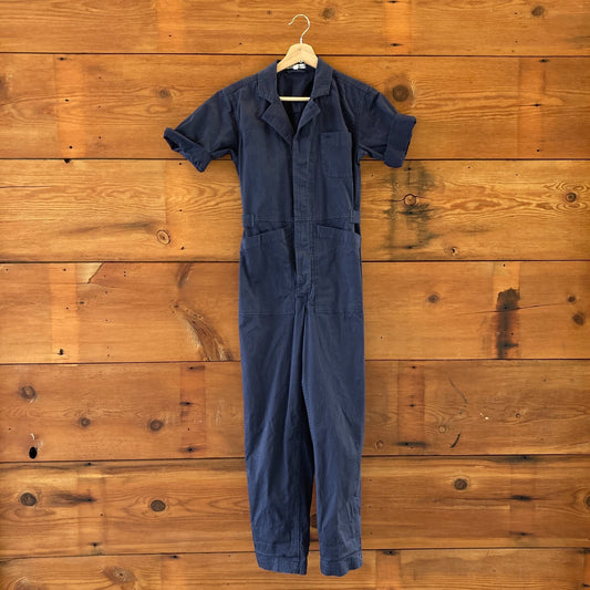 XXS - Alex Mill $178 Navy Blue Short Sleeve Standard Cotton Jumpsuit 0619SM