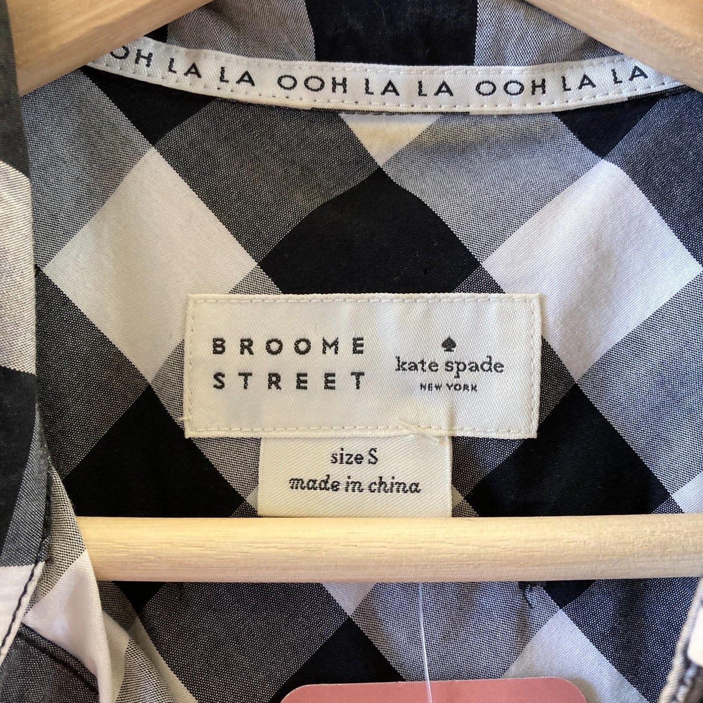 S - Broome Street Kate Spade Black White Gingham Short Sleeve Midi Dress 0103JM