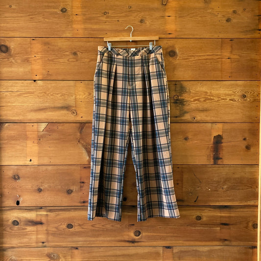 L - Maeve Anthropologie NEW $158 Brown Plaid Wide Leg Pants 0103JM