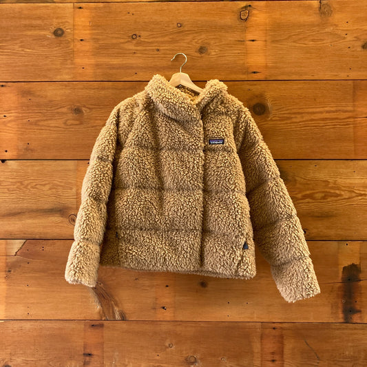 S - Patagonia Brown Recycled High Pile Fleece Women's Down Jacket 0312IG