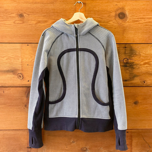 12 - Lululemon Navy Washi Weave Scuba II Rare 2015 Hoodie Sweatshirt 0521MD