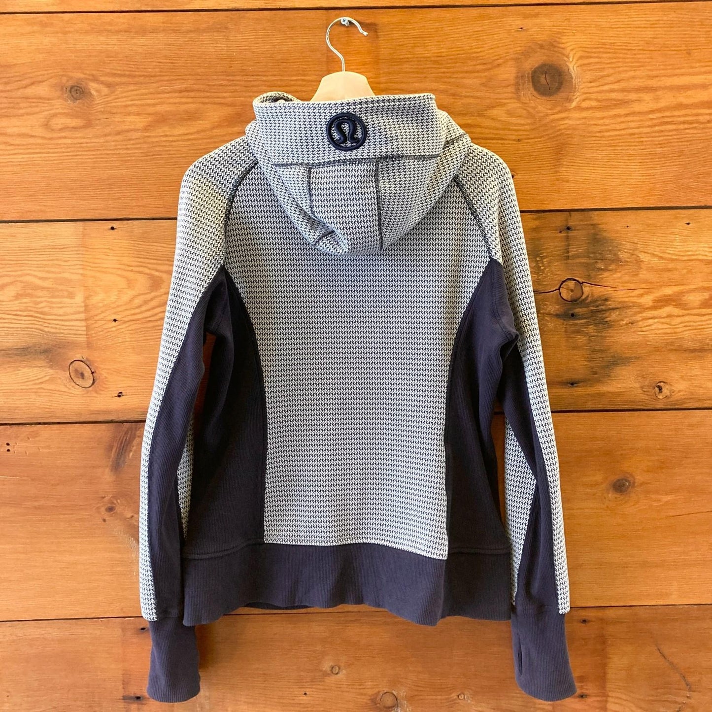 12 - Lululemon Navy Washi Weave Scuba II Rare 2015 Hoodie Sweatshirt 0521MD