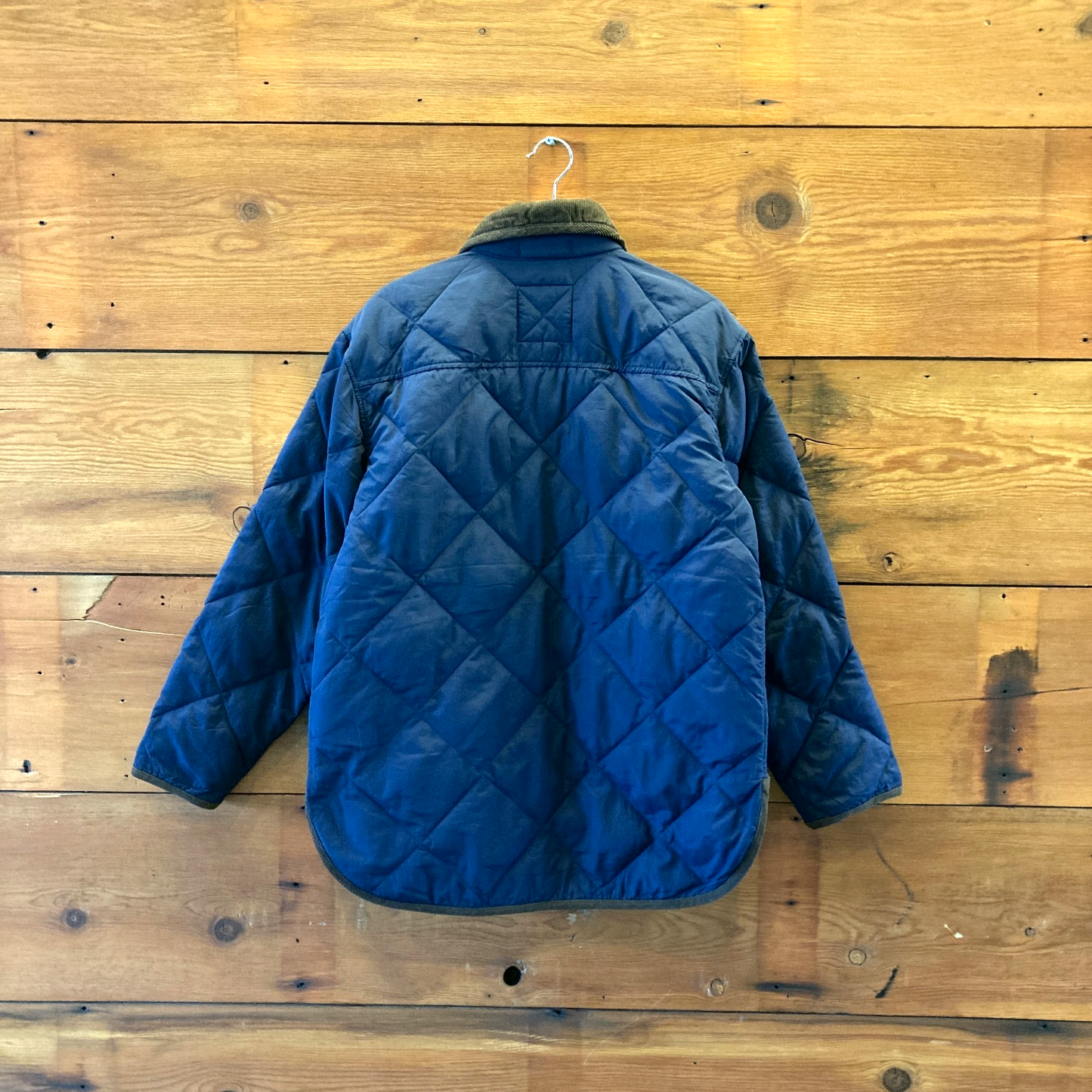 M - Alex Mill Navy Blue Brown Quilted Oversized Utility Barn Jacket 0815CJ