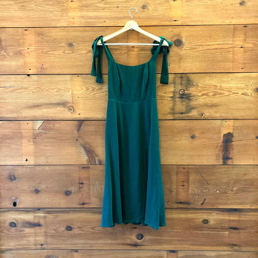2 - Reformation Emerald Green Gavin Open Back High Slit Cap Sleeve Dress 1201LI