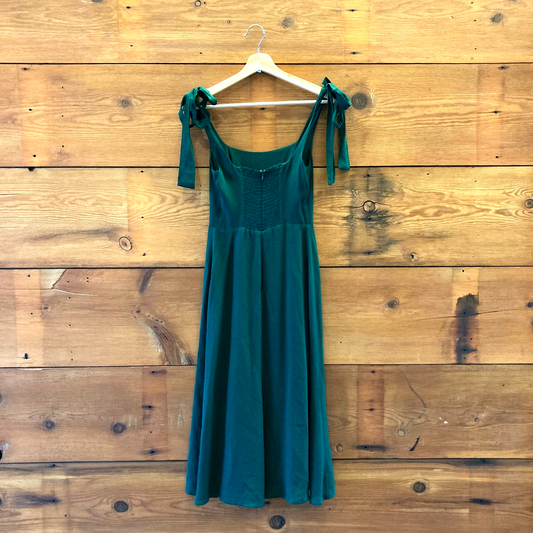 2 - Reformation Emerald Green Gavin Open Back High Slit Cap Sleeve Dress 1201LI