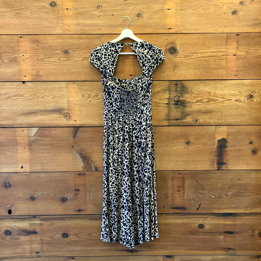 4 - Reformation Cheetah Animal Print Tan Black Elton Open Back Midi Dress 1201LI