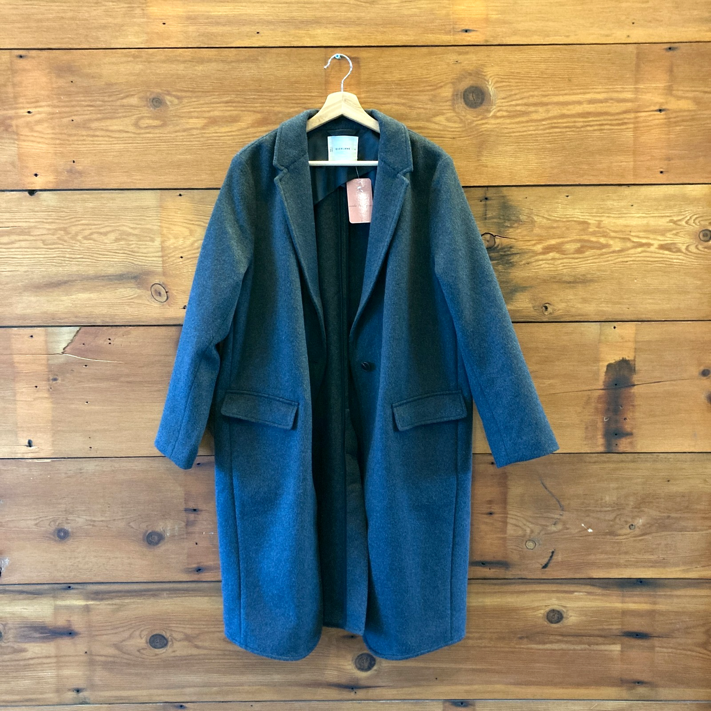 M - Everlane Dark Gray Classic Wool Topcoat Women's Coat Jacket 0815CJ