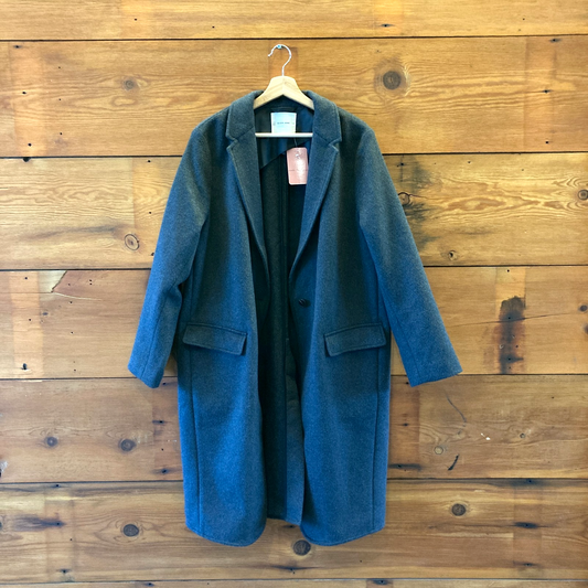 M - Everlane Dark Gray Classic Wool Topcoat Women's Coat Jacket 0815CJ