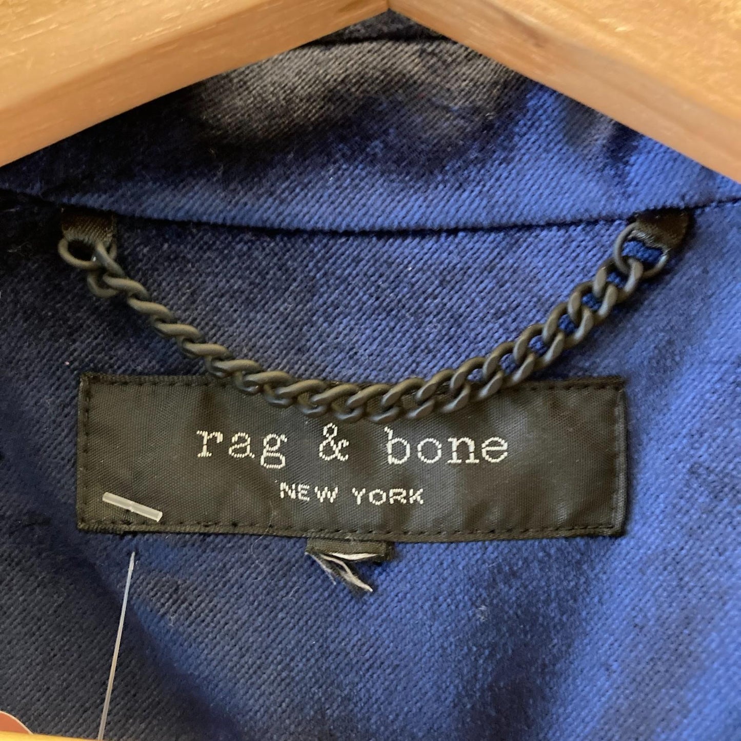 L - Rag & Bone Blue Velvet Single Button Blazer Oversized Jacket 0222MF