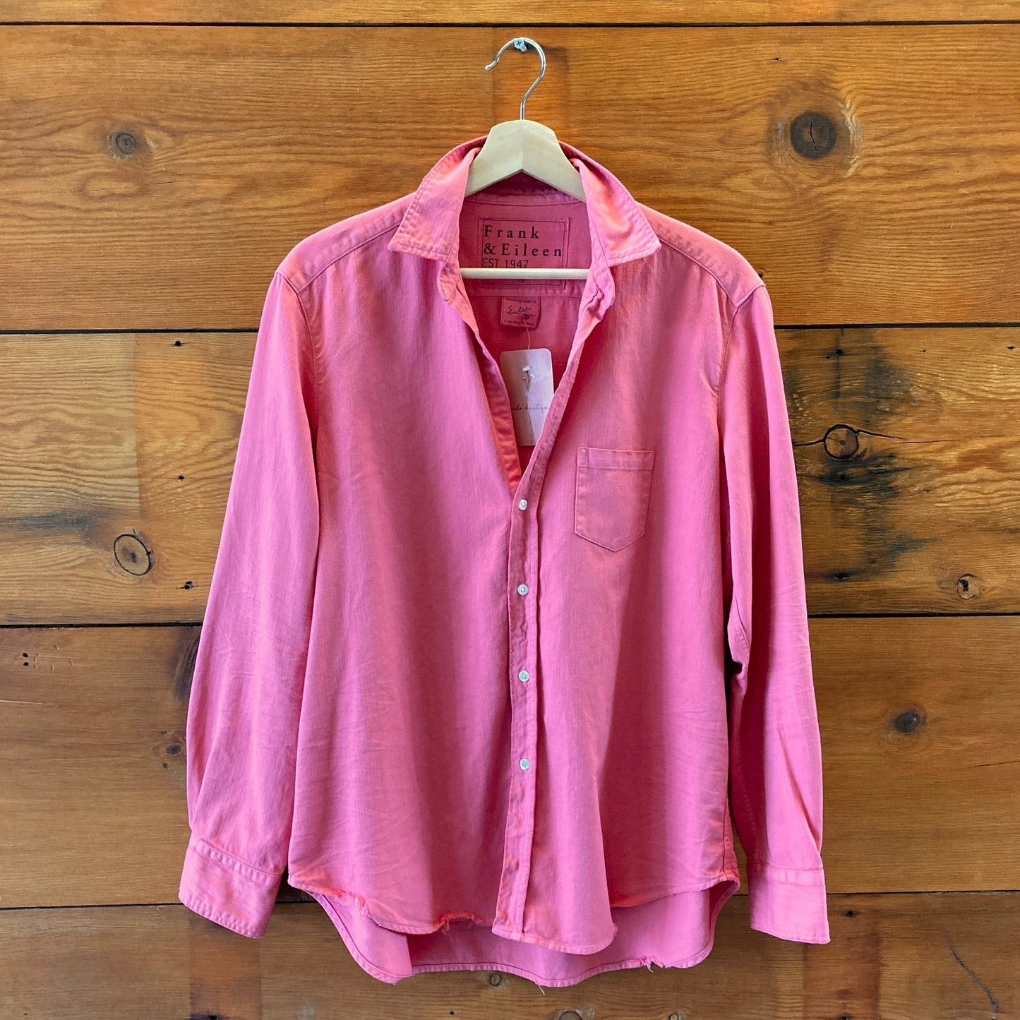 M - Frank & Eileen Pink Long Sleeve Button Front 'Eileen' Shirt Top 0222MF
