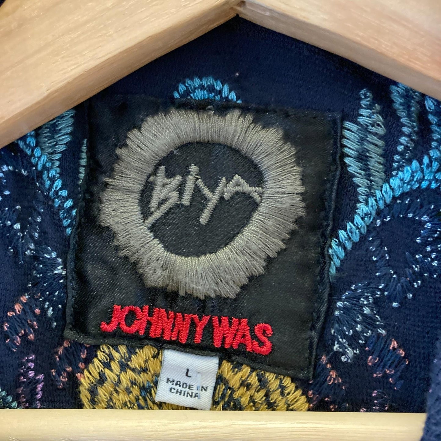 L - BIYA Johnny Was Black Embroidered Floral Cardigan Sweater 1031LF