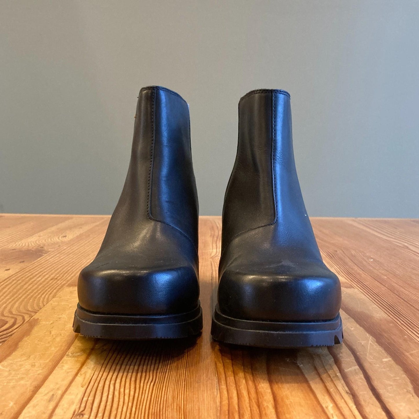 11 - Sorel Black Waterproof Leather Wedge Joan Of Arctic Chelsea Boots 0520MF