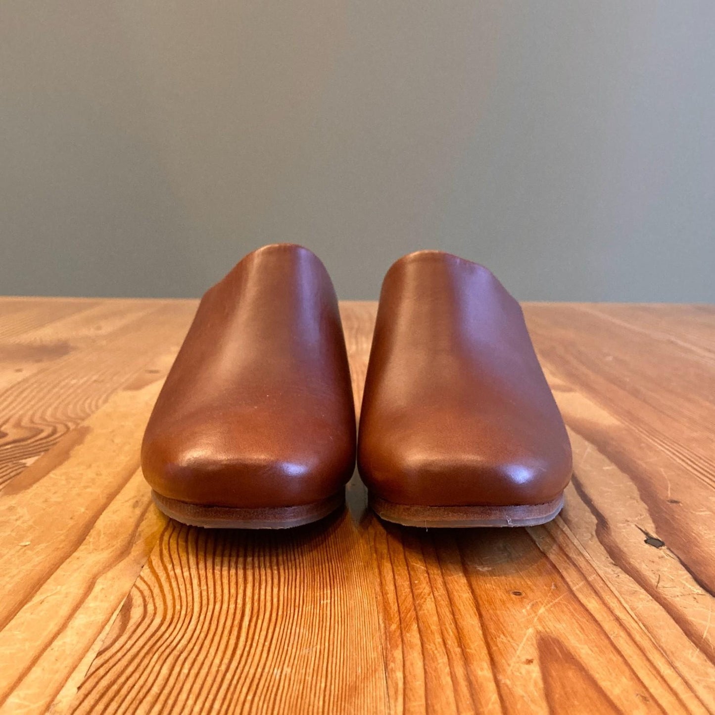 10 - Nisolo Brown Leather Stacked Heel Open Back All-Day Mules Shoes 0520MF