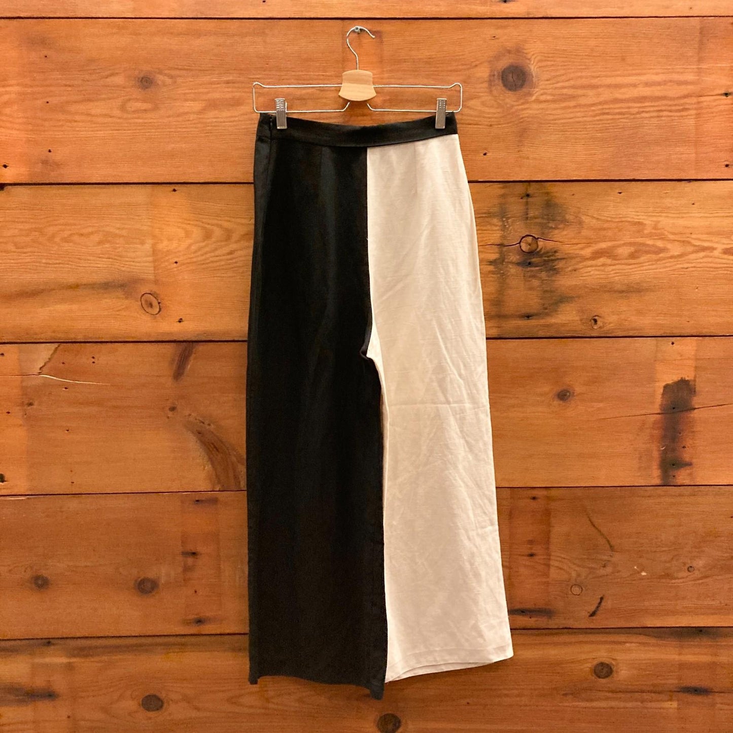 4 - Mara Hoffman $295 Black & Cream Unita Wide Cropped Leg Pants 0605MH