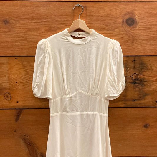 4 - Reformation Ivory NEW Low Back Short Sleeve DUSK Dress 0306EM