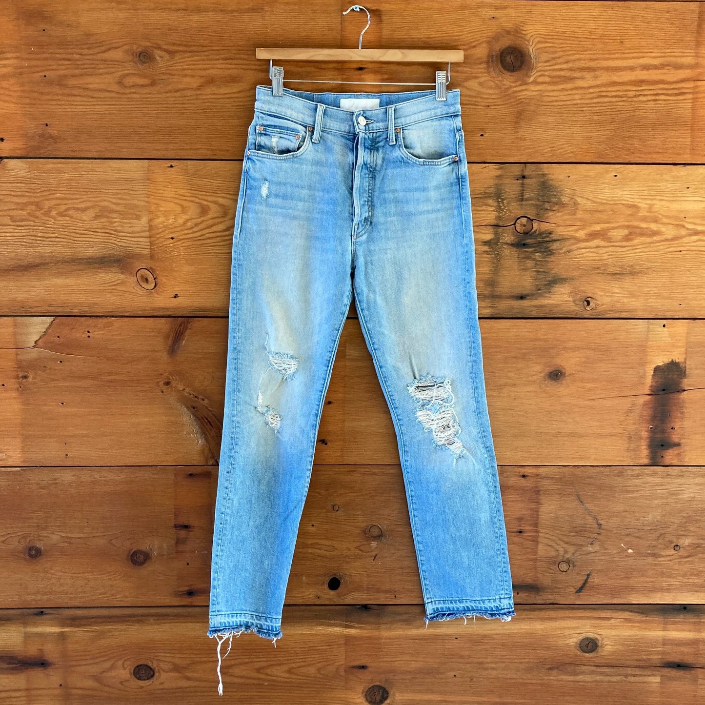27 - Mother Superior $268 High Waisted Hiker Hover Destroyed Jeans 0225RH