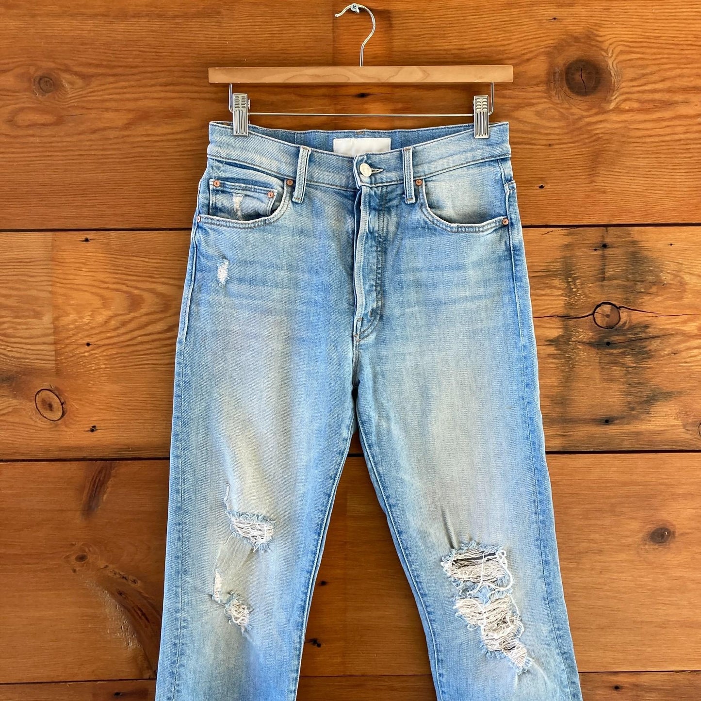 27 - Mother Superior $268 High Waisted Hiker Hover Destroyed Jeans 0225RH