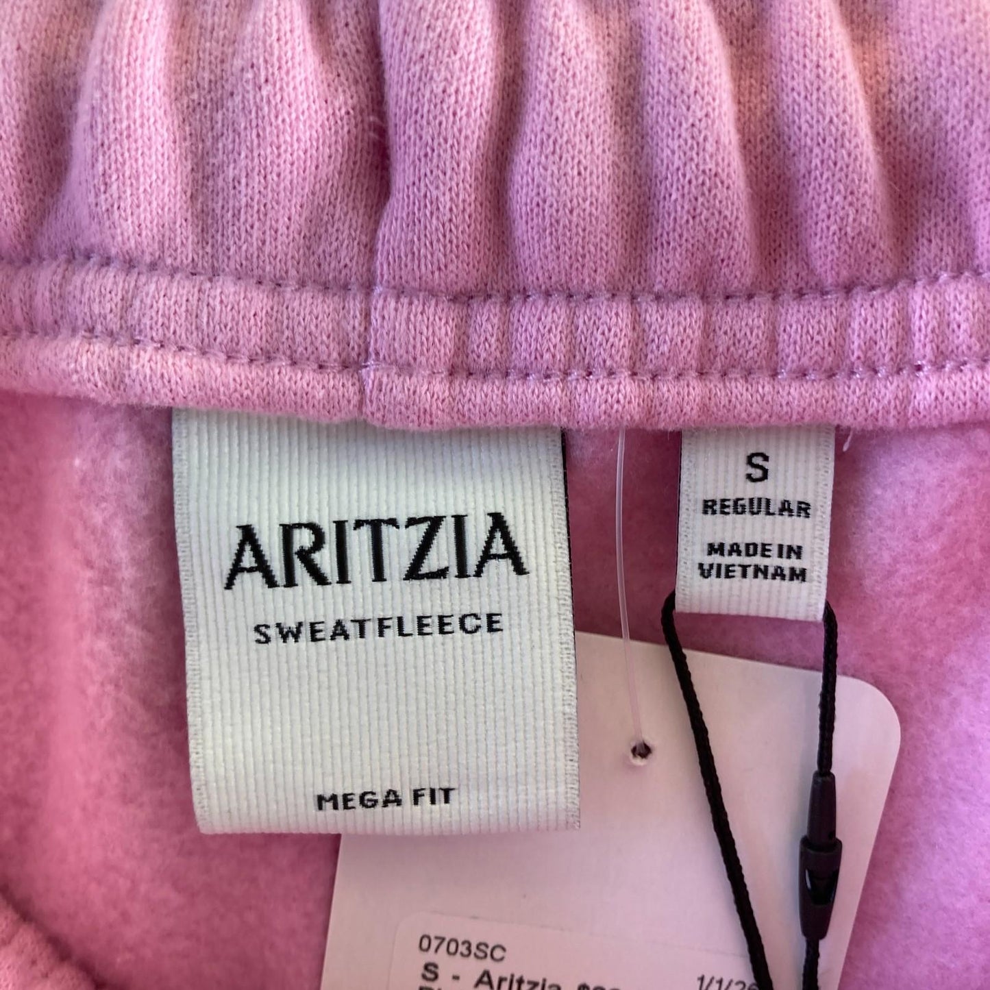 S - Aritzia $88 Cozy Pink Super Soft Hidden Drawstring Sweatpants NEW 0703SC