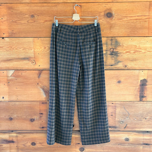 8 - Vince Black & Brown Plaid Wool Blend Wide Leg Womens Pants 0619NW