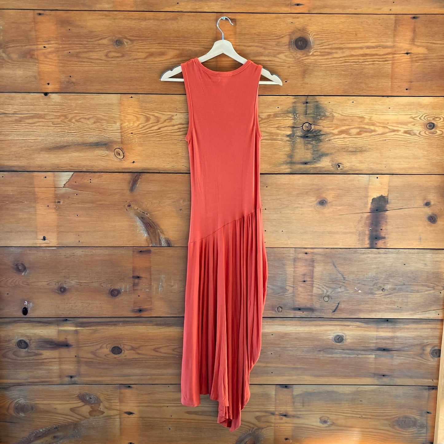 S - COS Orange NEW $139 Sleeveless Jersey Asymmetrical Dress 0619NW