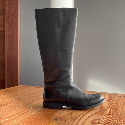 38 / 8 US - Camper Black Smooth Leather Knee High Size Zip Riding Boots 0818SL