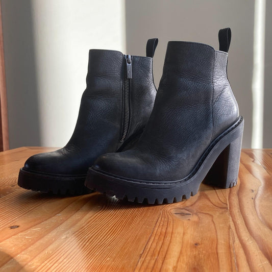 7 - Dr. Martens Black Leather Magdalena Heeled Ankle Boots 0725BV