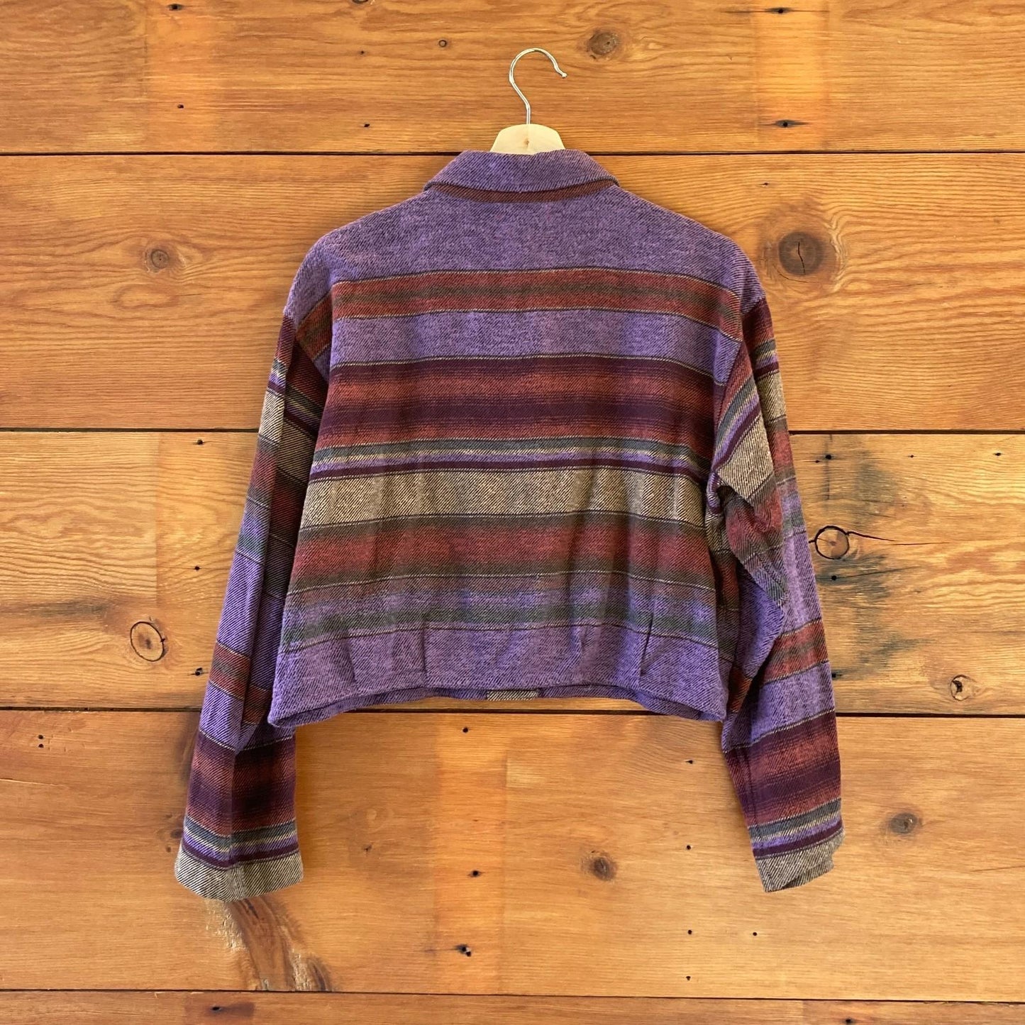 M - Xirena Purple Striped Flannel Haven Boxy Button Up Shirt Jacket 1011SC