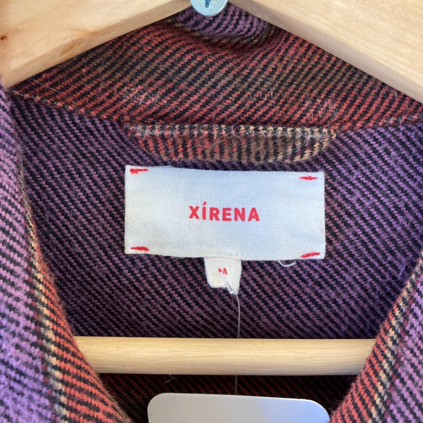 M - Xirena Purple Striped Flannel Haven Boxy Button Up Shirt Jacket 1011SC