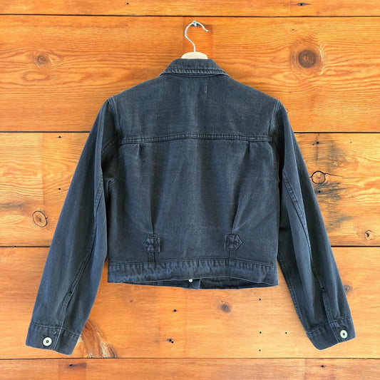 XS - Alex Mill Black Denim Button Front Womens Jean Trucker Jacket 0619SM