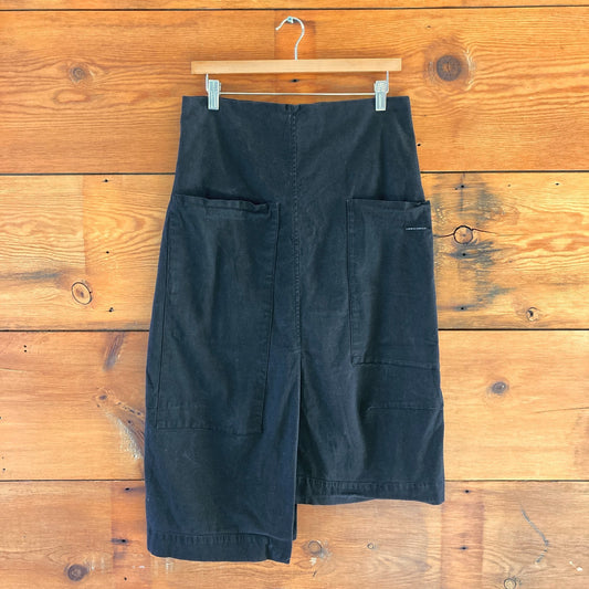 M - Album Di Famiglia Black Cotton Made in Italy Pocket Midi Skirt 0313AH