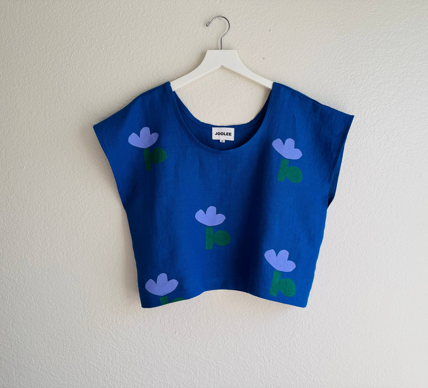 Joolee - Blue flower linen top : M