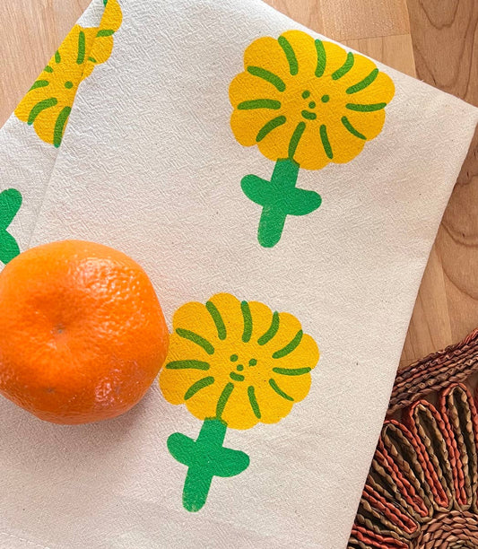 Nice life - Happy flower tea towel