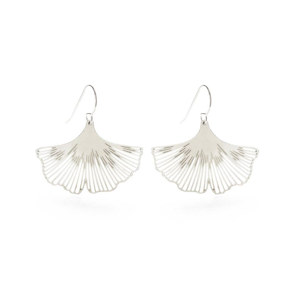 Ginkgo Leaf Earrings - Silver
