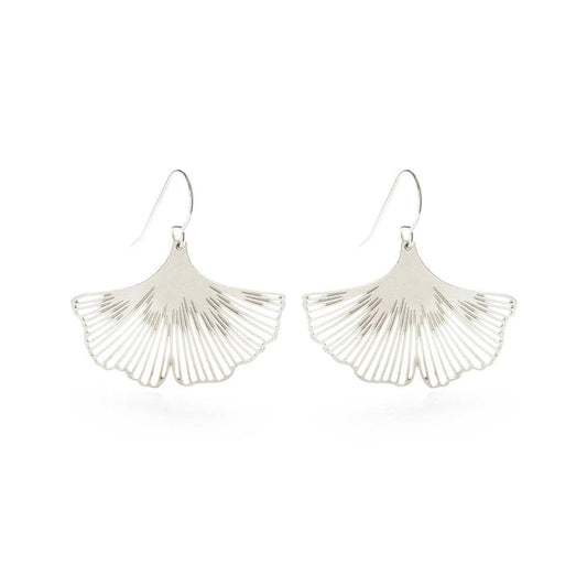 Ginkgo Leaf Earrings - Silver