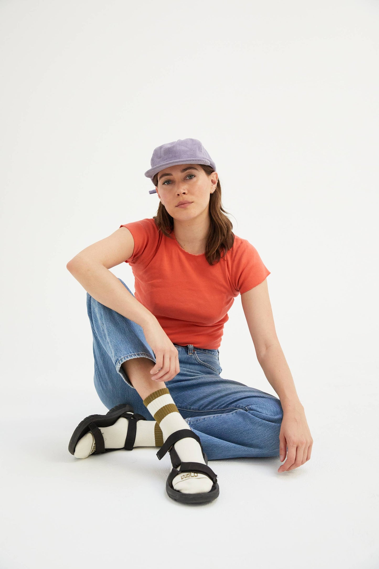 Striped Quarter Socks: Rust