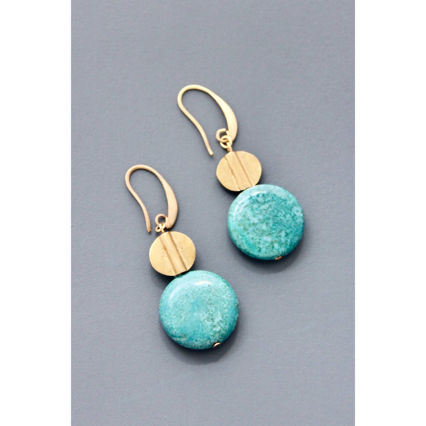 David Aubrey Jewelry - HYLE22 Turquoise disc earrings