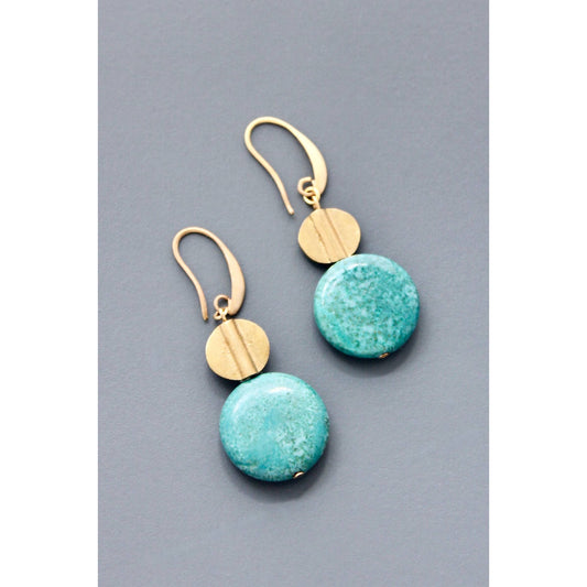 David Aubrey Jewelry - HYLE22 Turquoise disc earrings