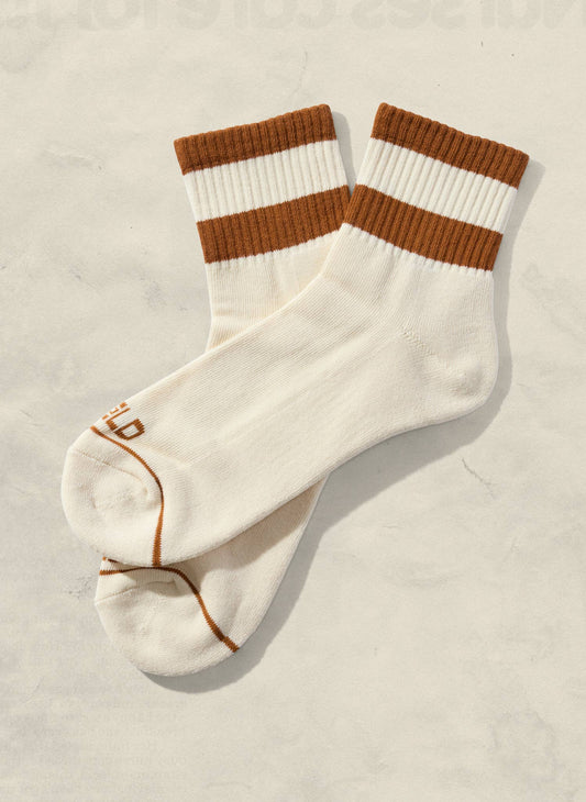 Striped Quarter Socks: Rust