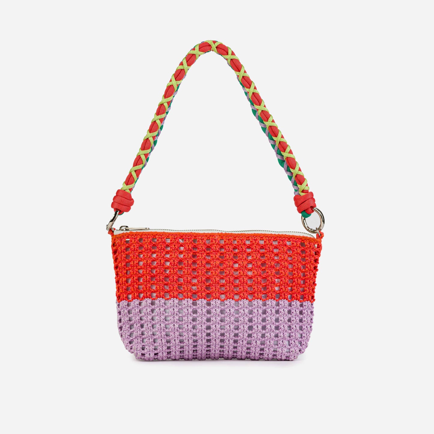 VERLOOP | knits - Colorblock Raffia Zip Bag: Poppy Lilac