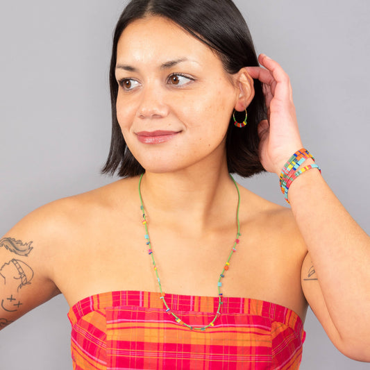 Altiplano - Tila Strand Necklace: Green Denim
