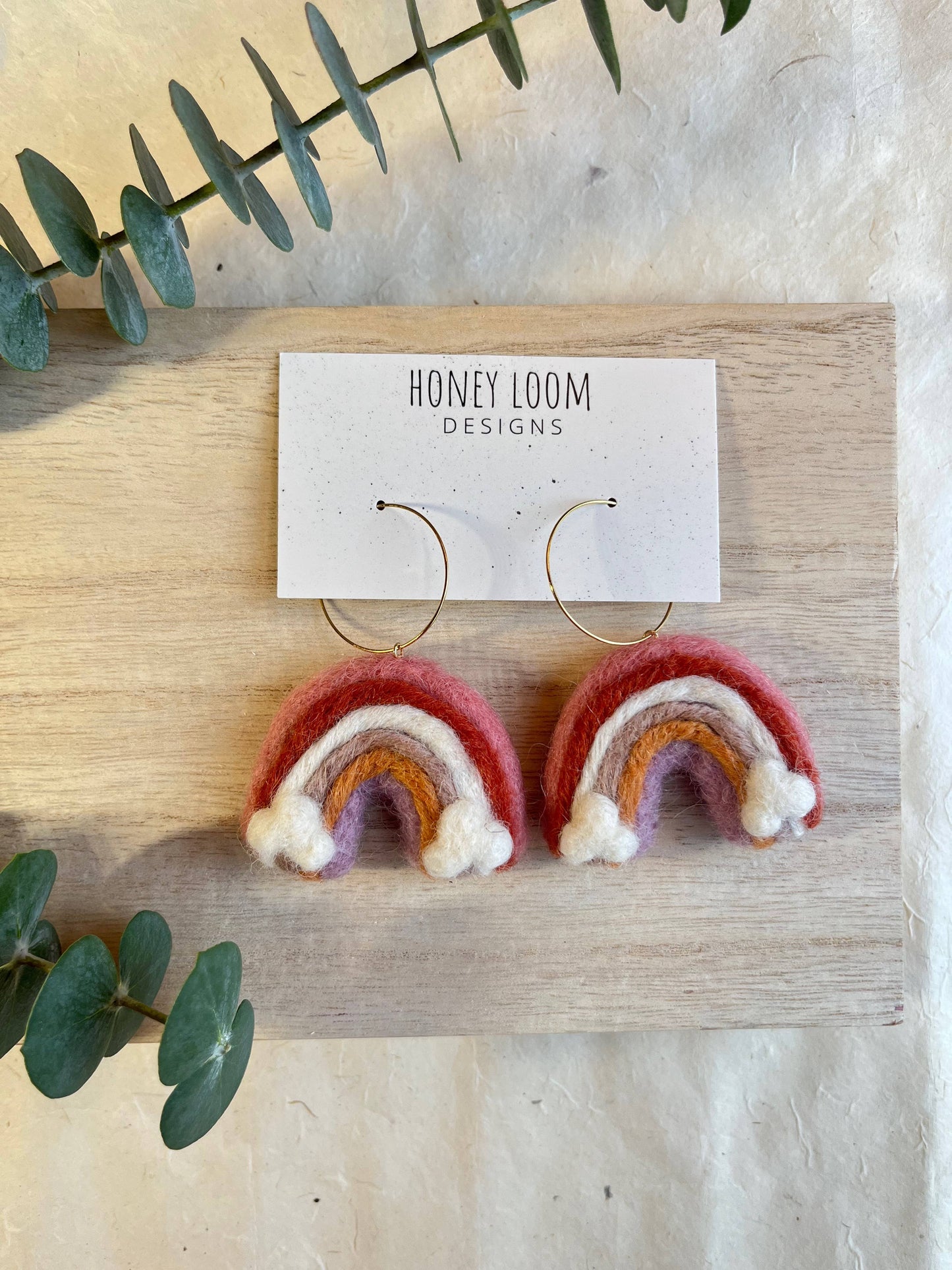 Honey Loom Designs - Rainbow Felted Earrings: Pastel