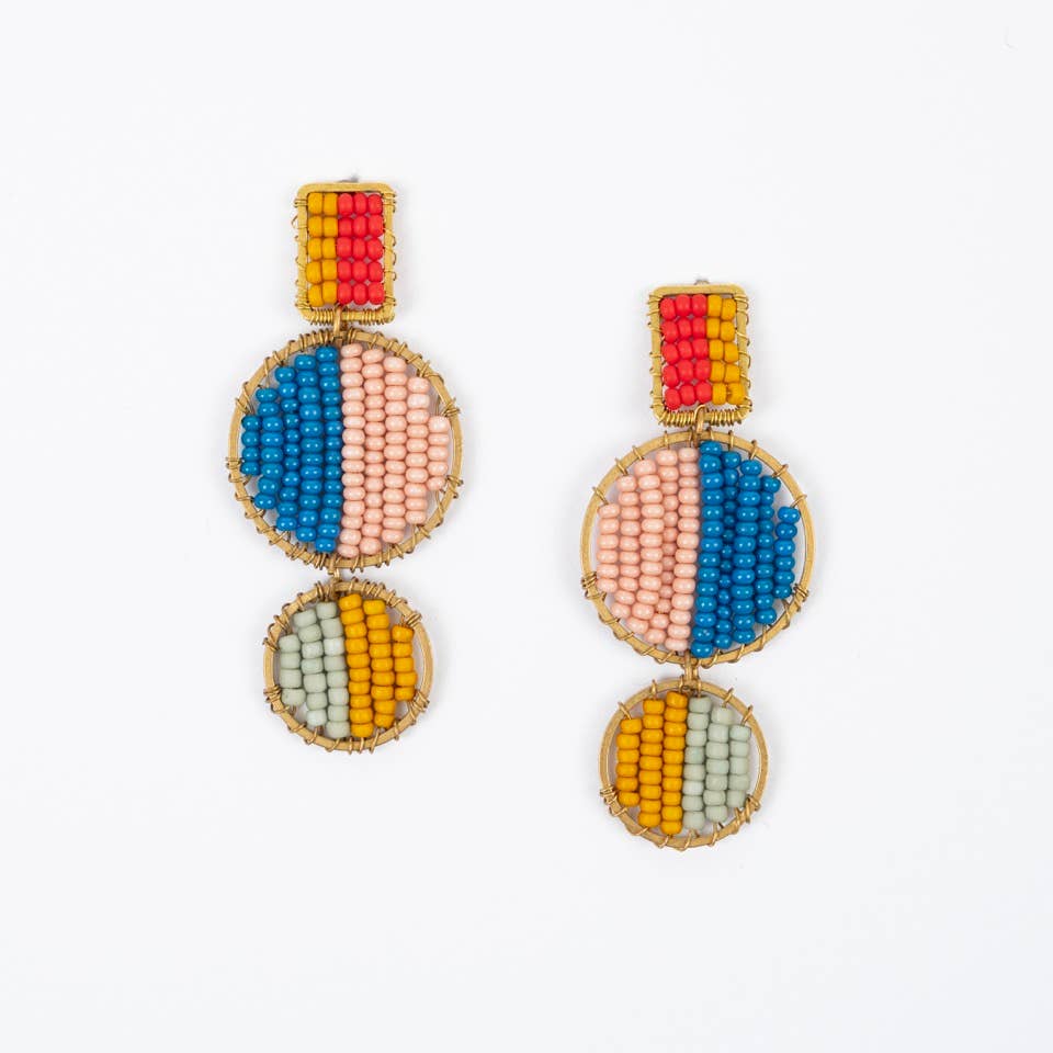 Mod Block Earrings: Fuschia Flame