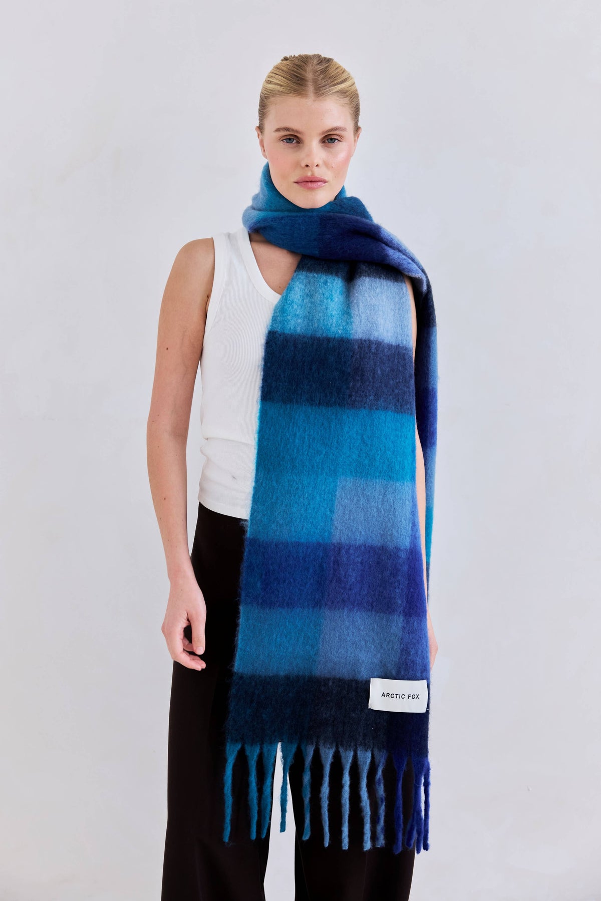 Arctic Fox & Co. - North America - The Reykjavik Scarf - 100% Recycled - Blue Check - FW26