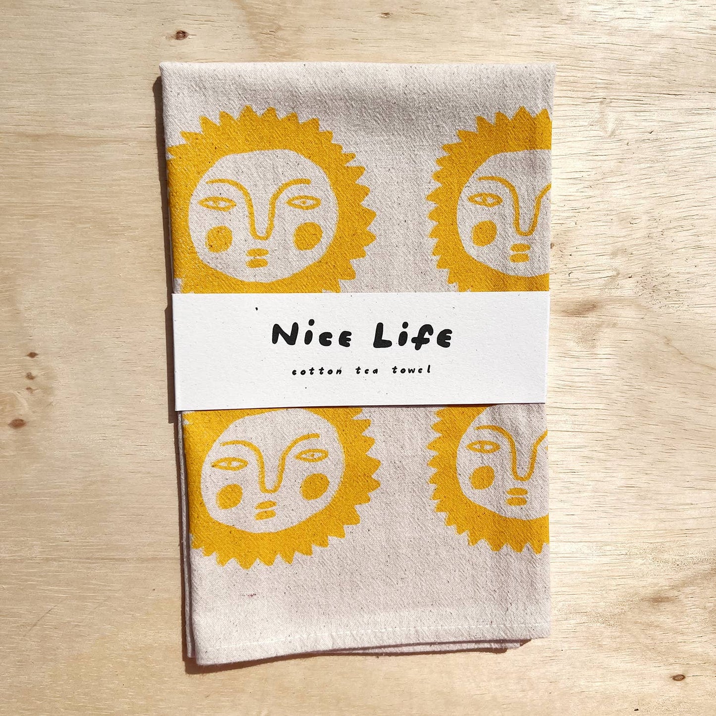 Nice life - Sun tea towel: Yellow
