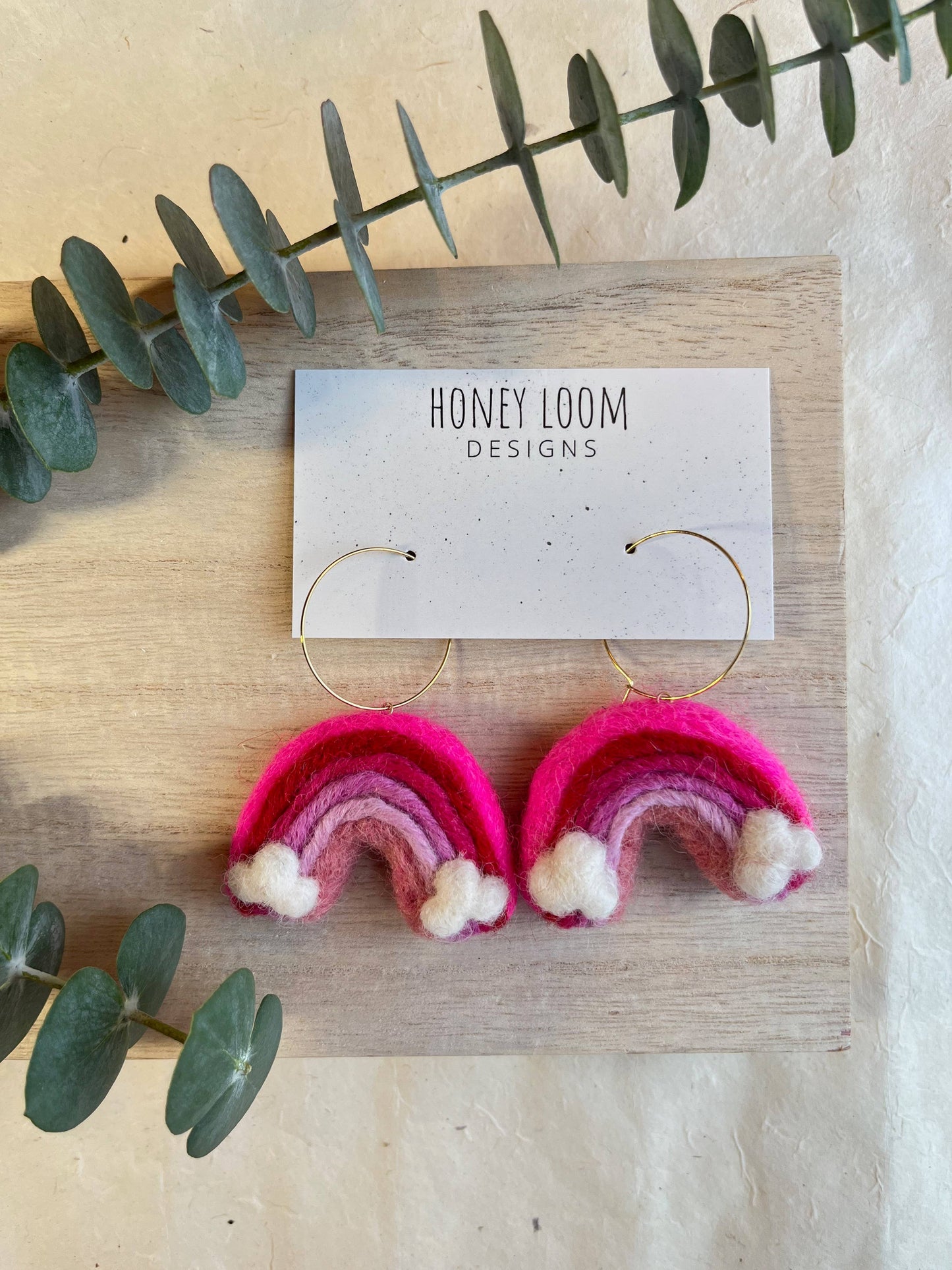 Honey Loom Designs - Rainbow Felted Earrings: Pastel