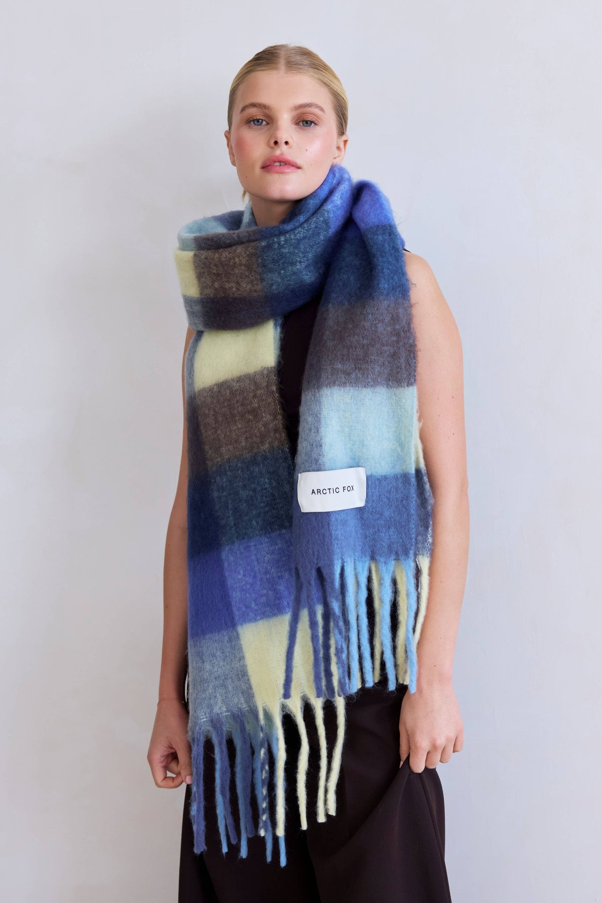 Arctic Fox & Co. - North America - The Reykjavik Scarf - 100% Recycled - Blue Yellow - FW26